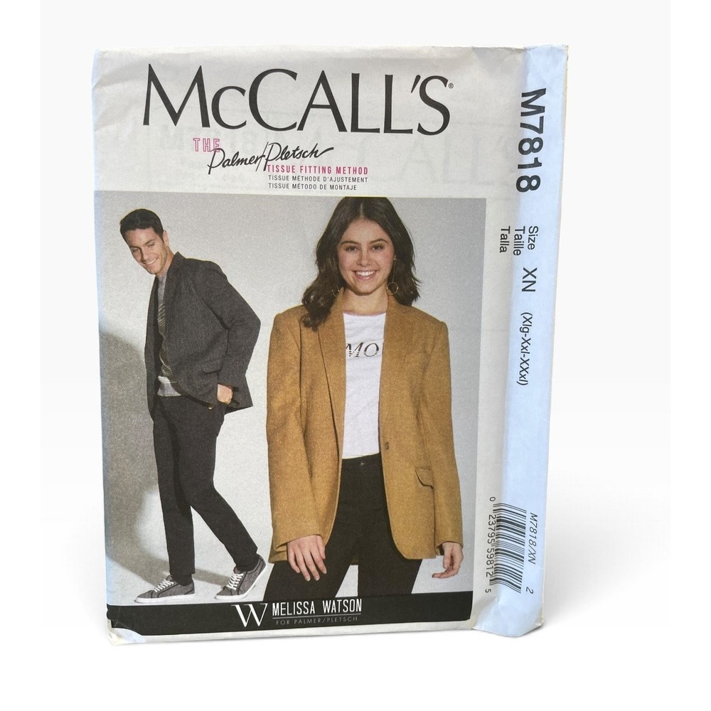 McCall's M7818 Unisex Lined Button Front Jacket Blazer XN (Xg-XXL-XXXL)
